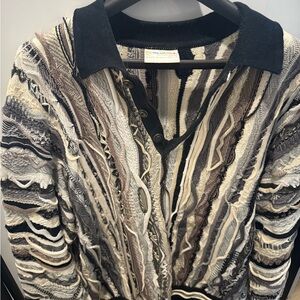 COOGI Black and Cream Textured Cardigan